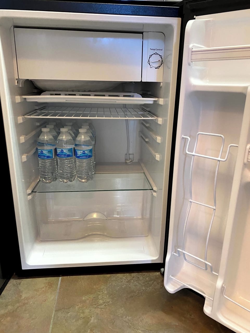 Mini Fridge with bottled water