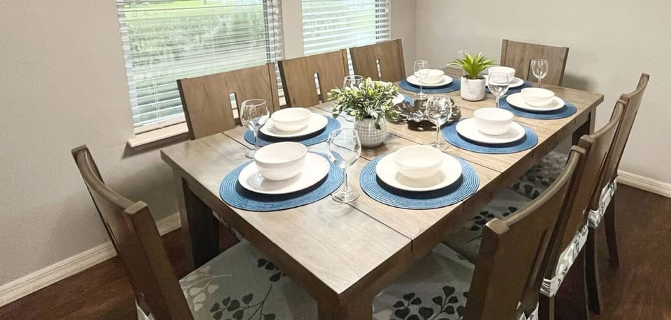 Gather around and enjoy meals in this inviting dining space.