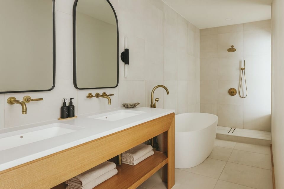 Indulge in a spa-like soak with tub and rain shower.
