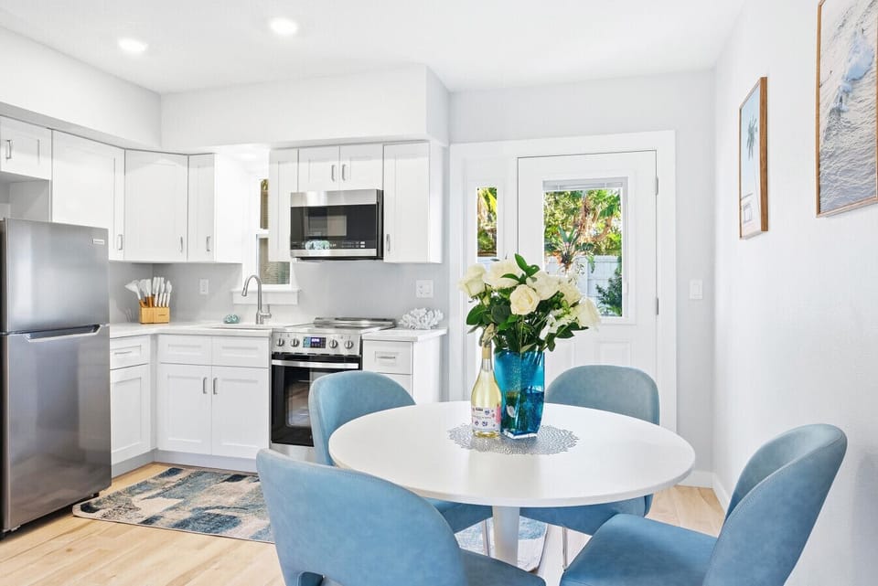 Backdoor opens to private backyard/patio