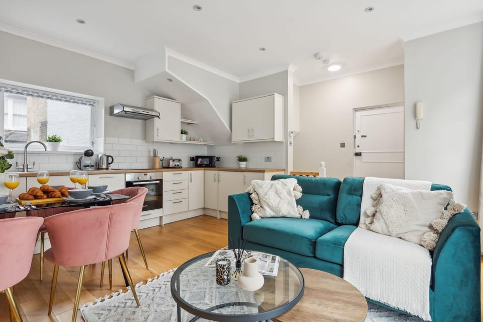 The open-plan living, kitchen and dining area