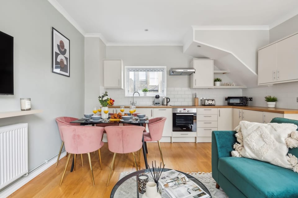 The open-plan living, kitchen and dining area