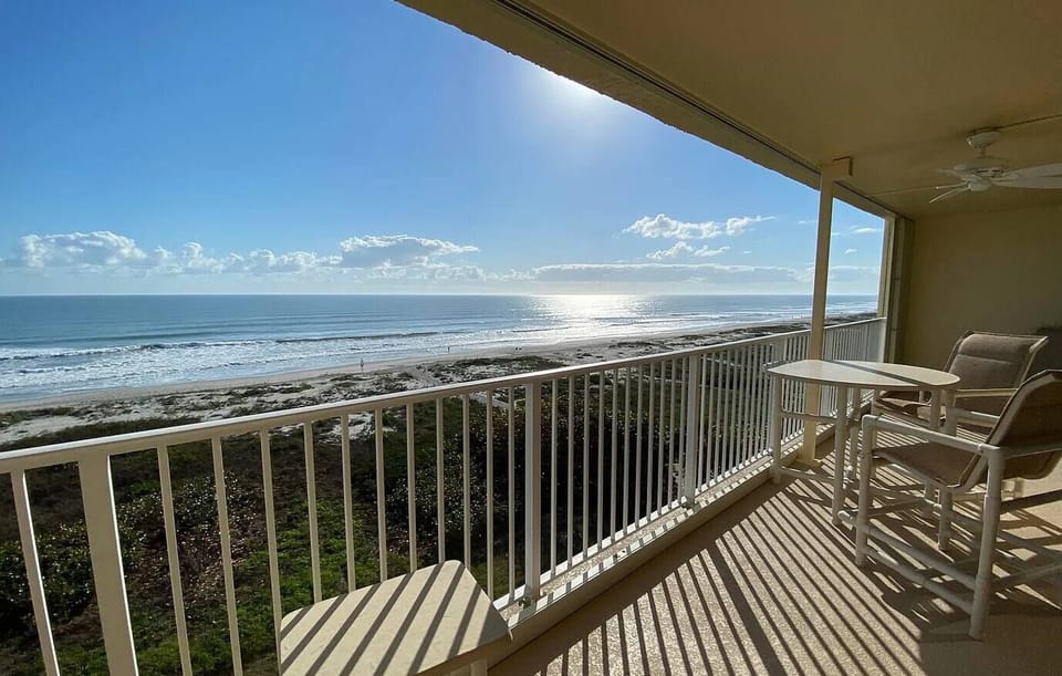 Spacious balcony that spans the width of the unit gives you spectacular views of the Atlantic ocean from the sixth floor. Not too high, not too low.