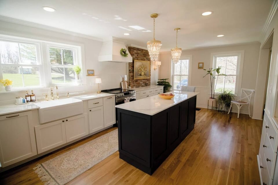 A bright and open kitchen designed for creating and enjoying culinary delights.
