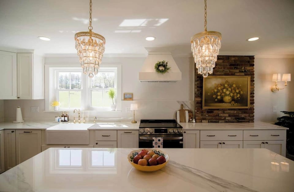 Spacious countertops make meal prep a breeze for your group.