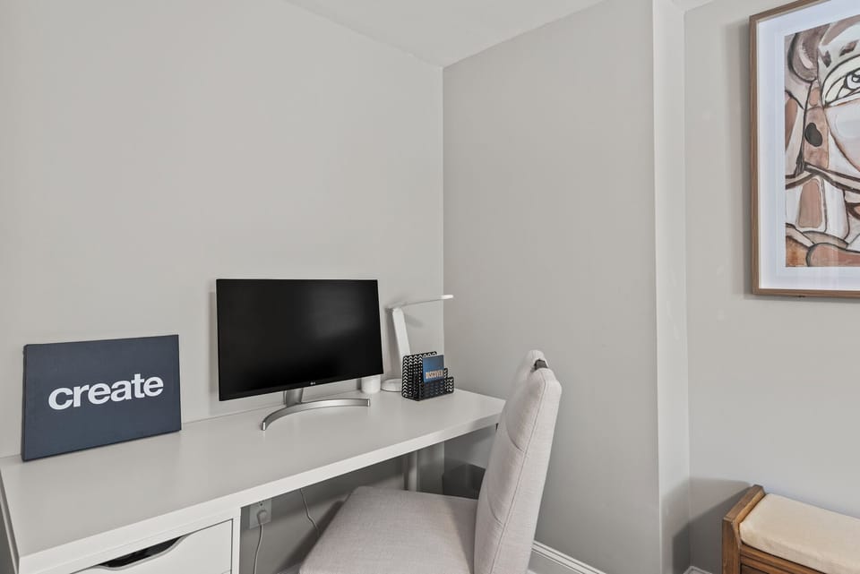 Workstation with monitor. 