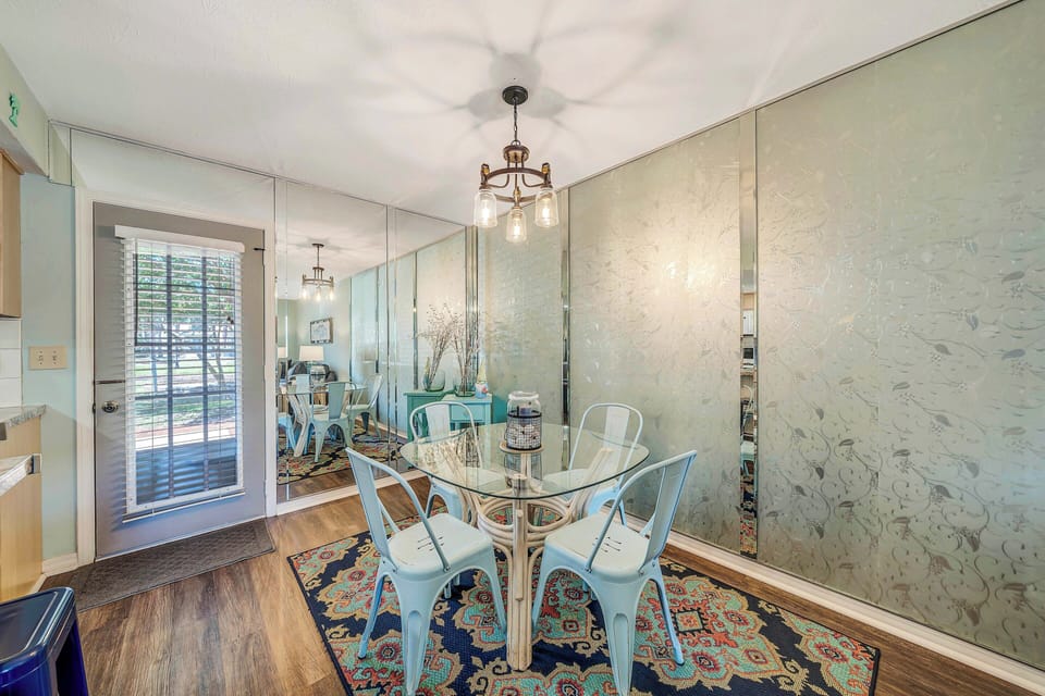 Enjoy a meal or play a game at the dining table.