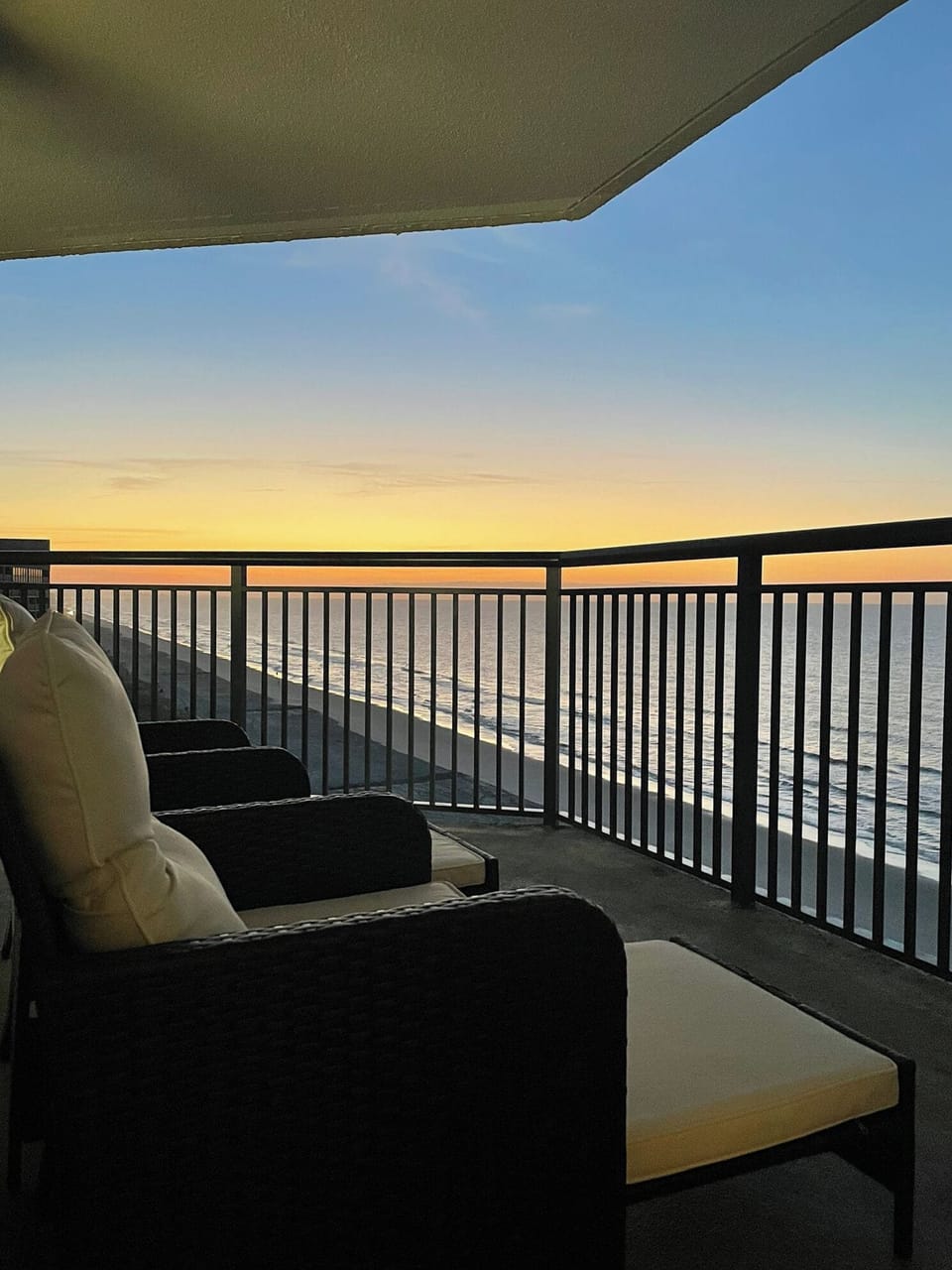 Amazing sunrises from the oceanfront balcony.