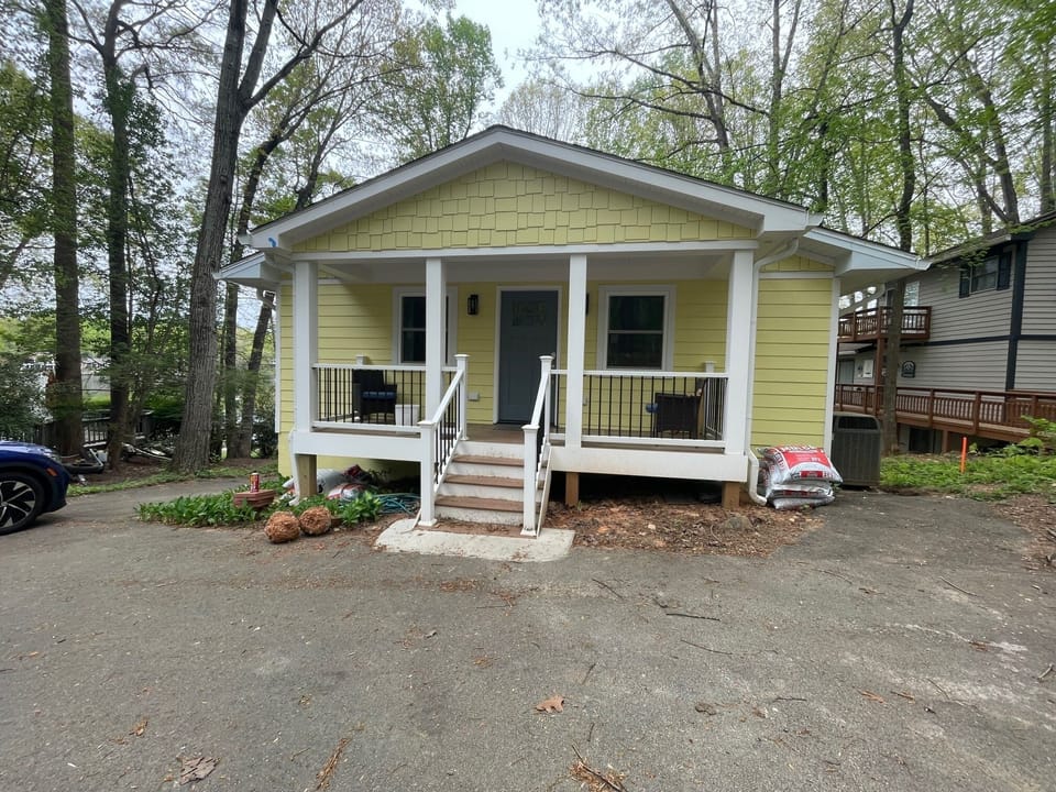 View of house from private parking area