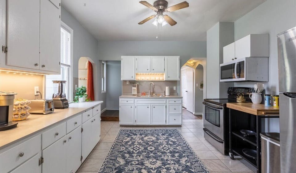 Fully equipped and spacious kitchen with ceiling fan