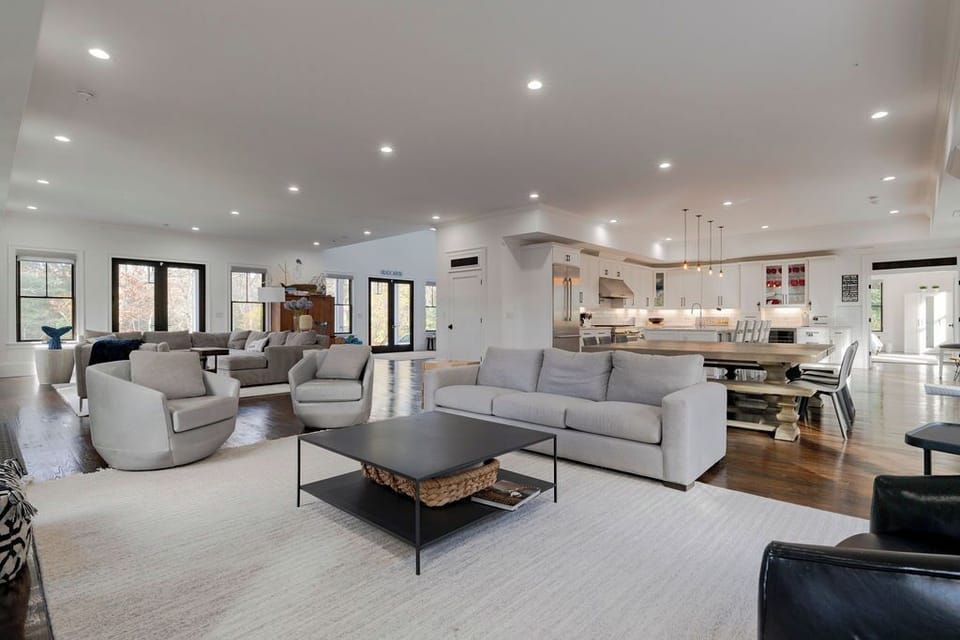 Wide angle photo of main floor.  Open floor concept - ideal for entertaining!