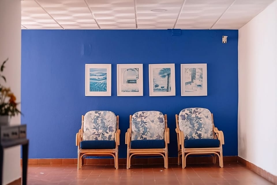 Take a breather in a simple seating nook between outings.