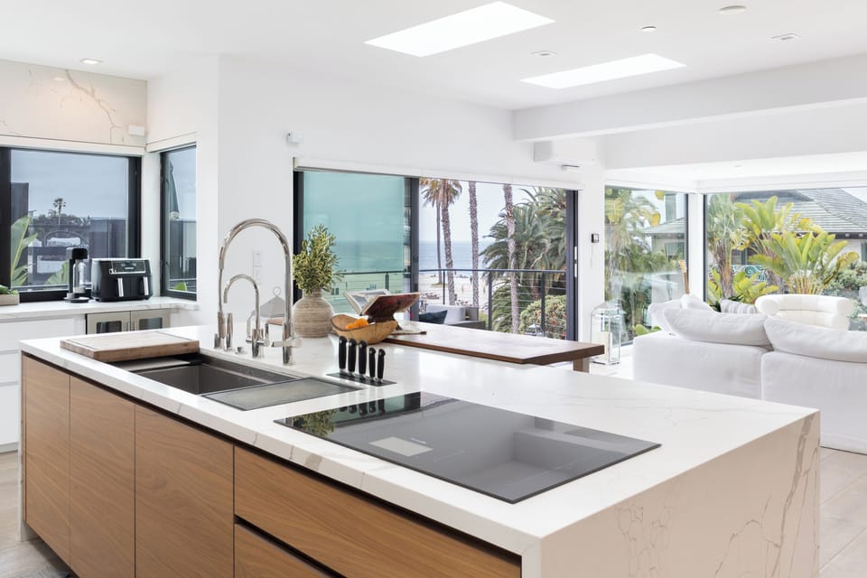 Modern kitchen, complete with high-tech appliances.