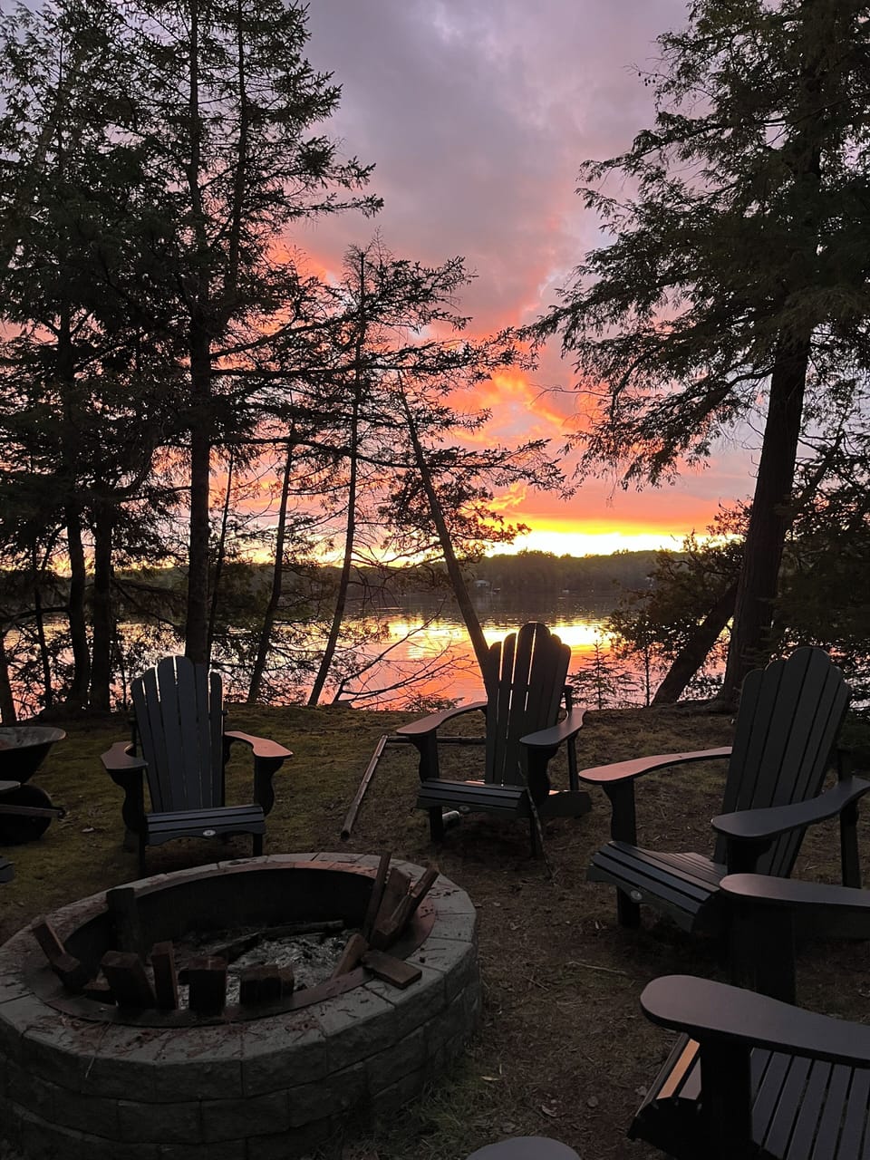 Fire pit at sunset