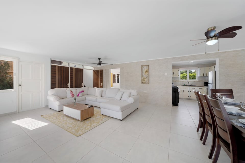 Open concept living and dining area