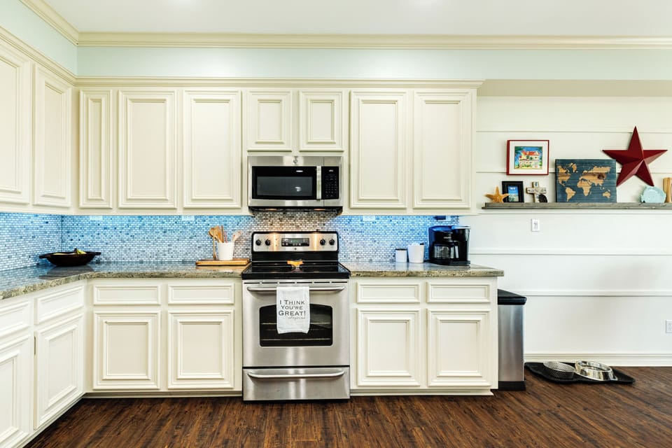 Stainless steel appliances and plenty of counter space