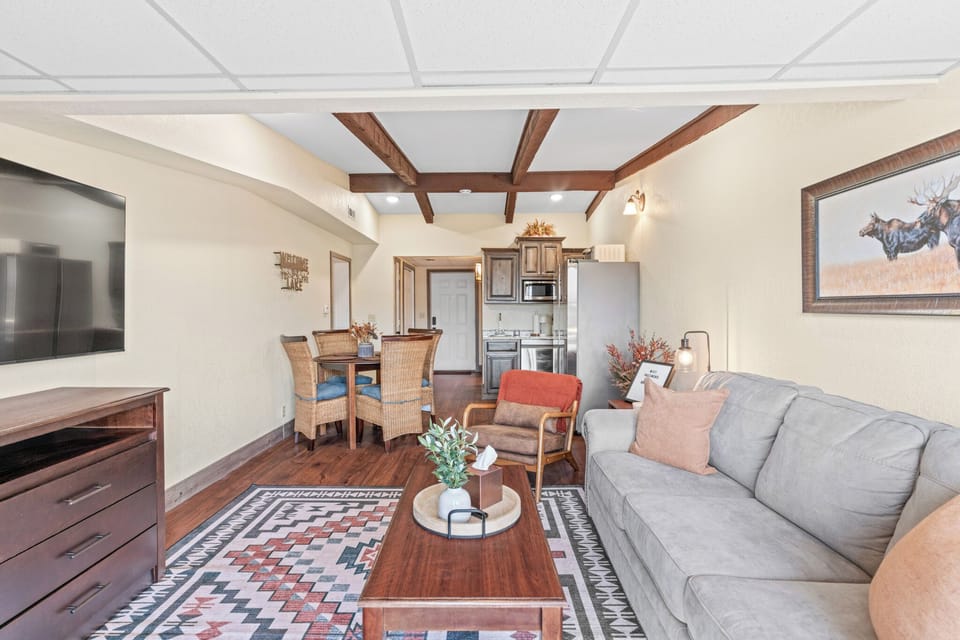 Main living area - entrance, kitchenette, dining & living