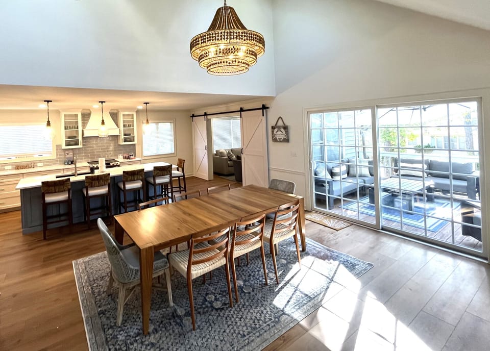 Plenty of dining/seating options, including the deck!