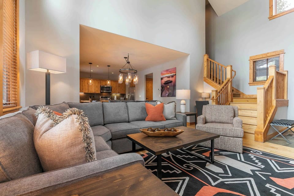 Oversized couch and seating area.