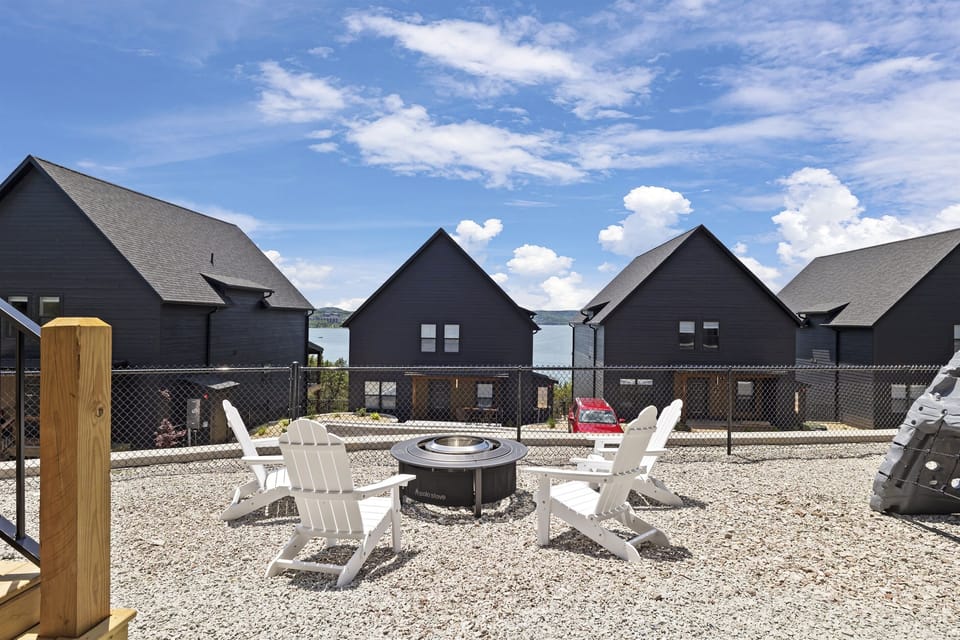 Garden Level: Fire pit w/ lake views