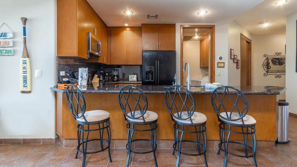 Bar stools are a fun addition to the kitchen.