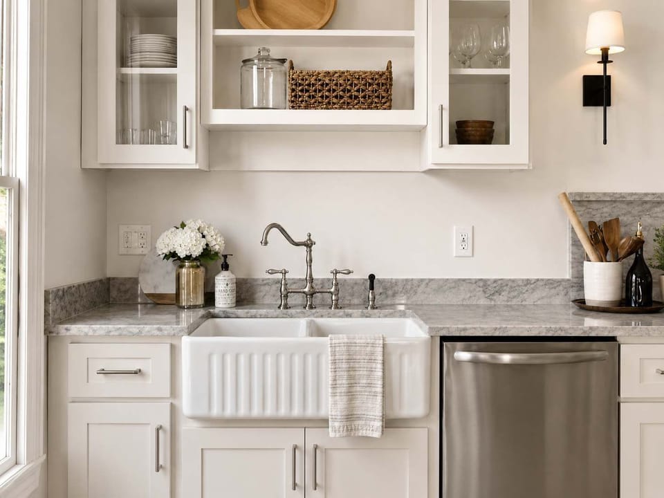 Primary kitchen sink with dishwasher.