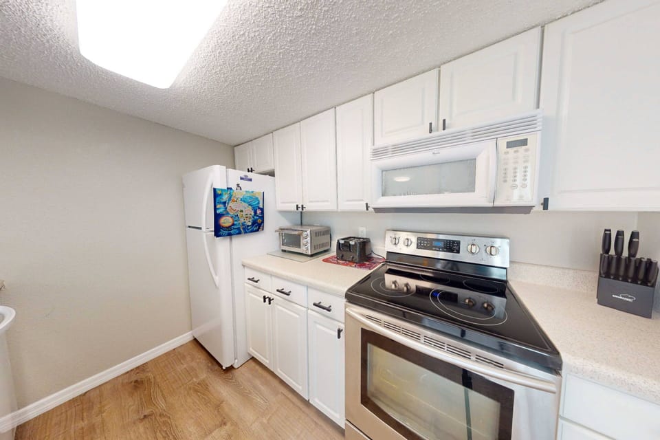 Cook up a meal in the fully equipped kitchen