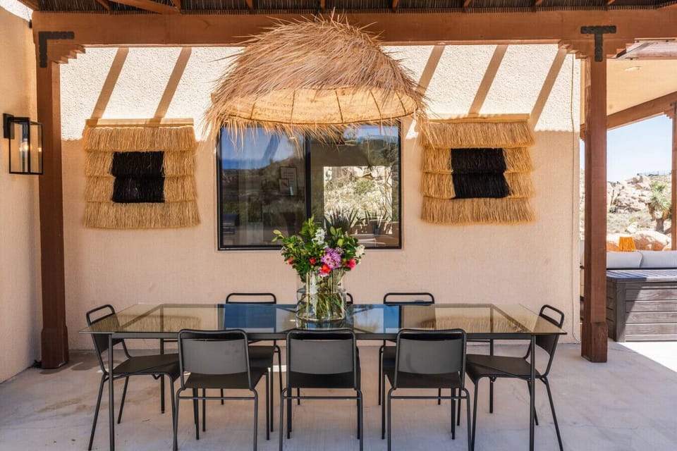 Enjoy meals together beneath the covered patio in the fresh desert air.