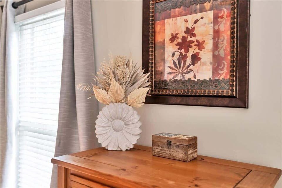 Hand picked decor in primary bedroom