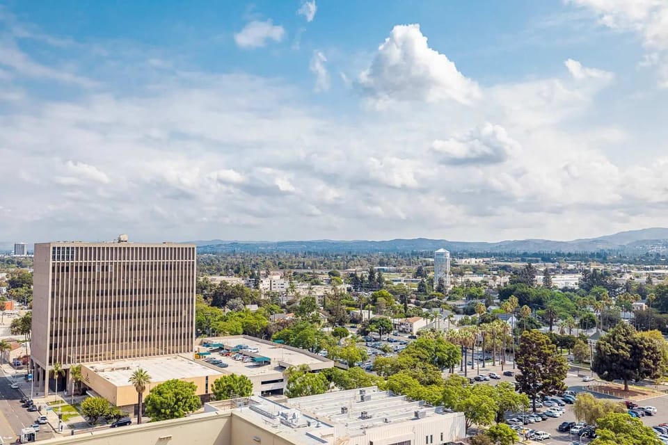 A bright day in the heart of the city.