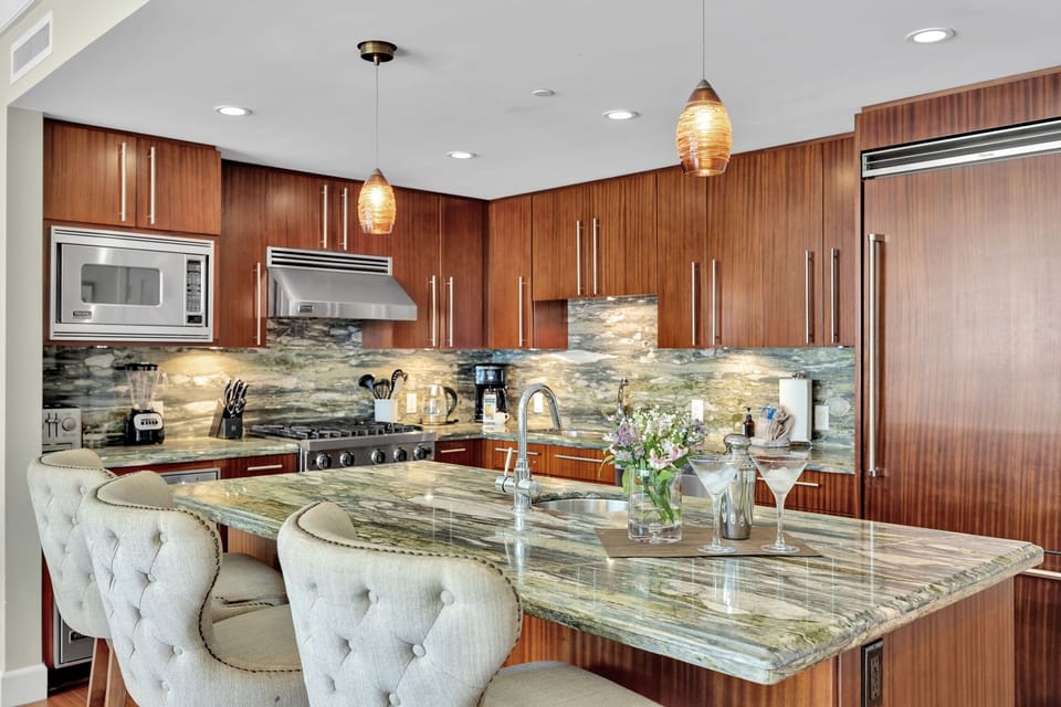 Kitchen island perfect for casual meals and entertaining