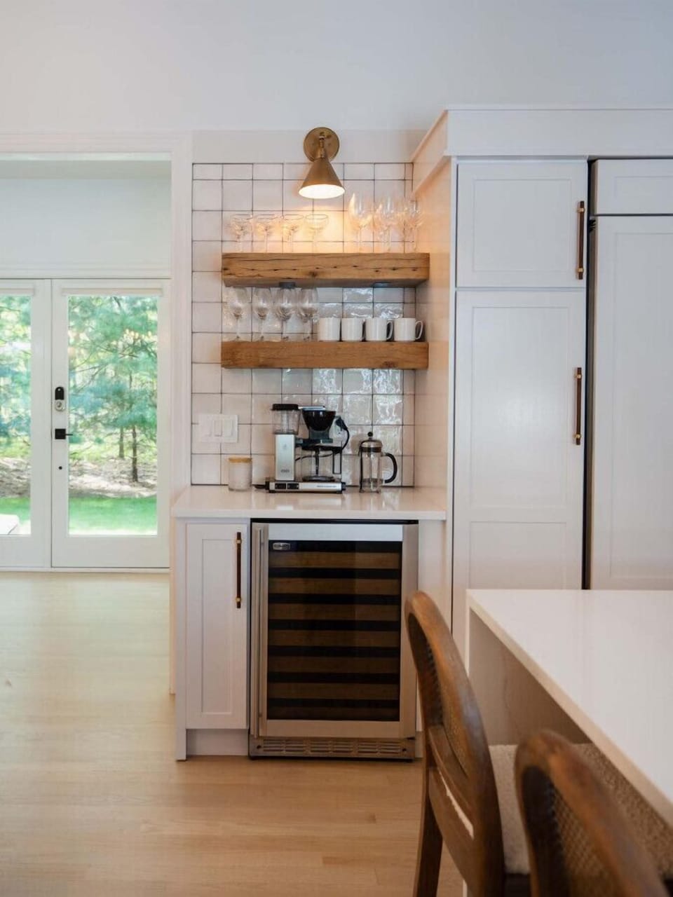 Coffee bar and wine fridge