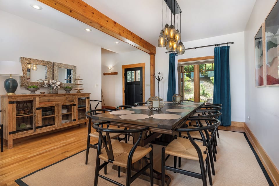 Formal dining area with seating for 12