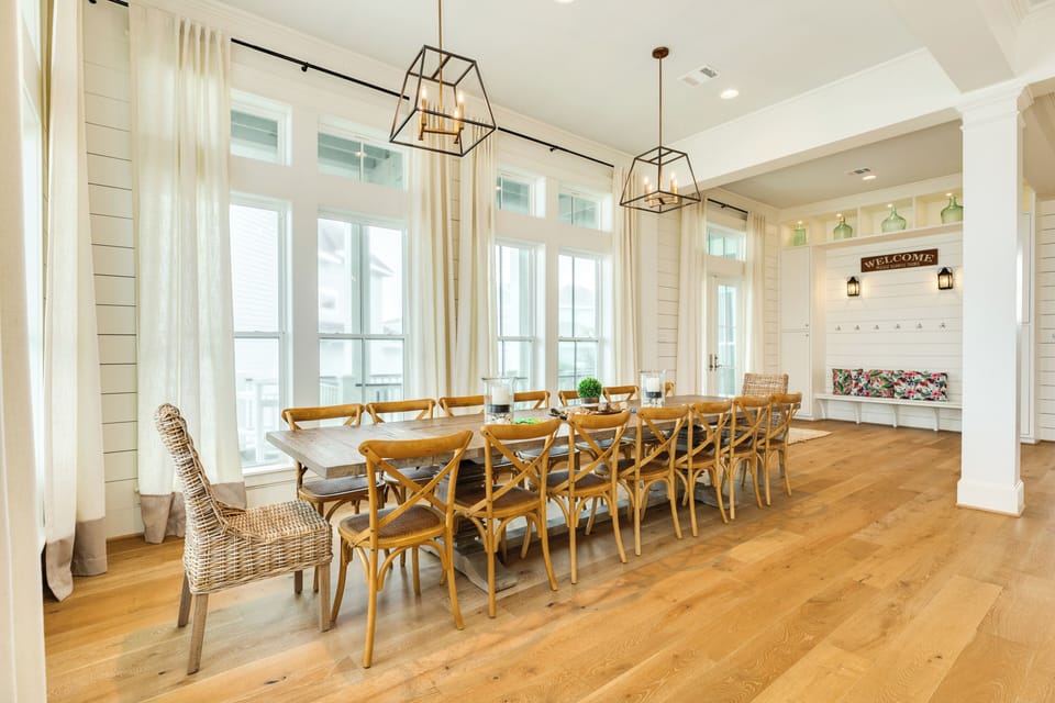 Enjoy peek-a-boo views of the beach while dining