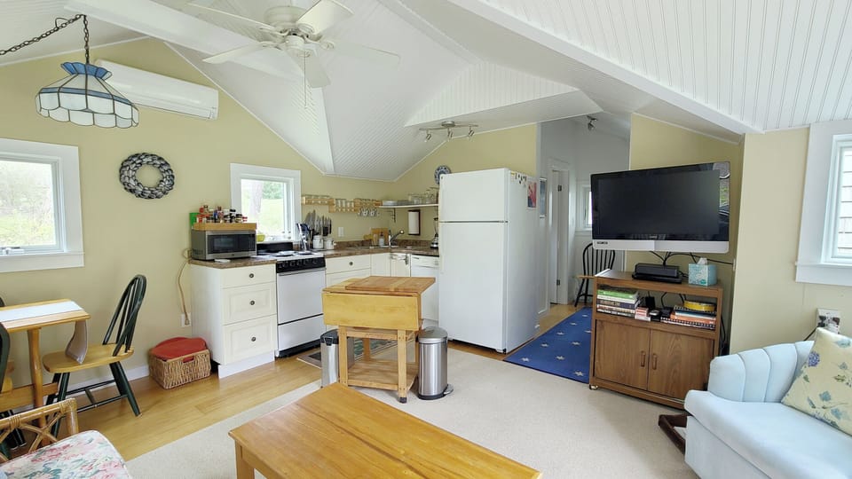 Main living area with nicely equipped kitchen