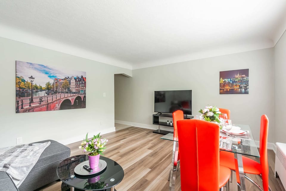 Spacious And Comfortable Living Room With Dining Room And Smart TV