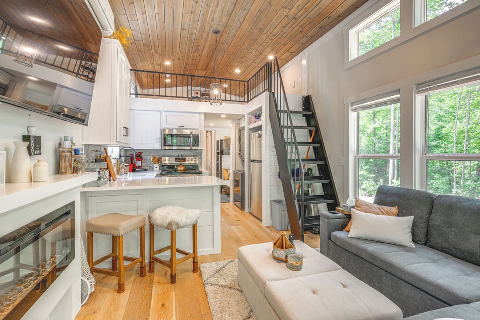 Living Room | 2-Story Cabin | Indoor Fireplace