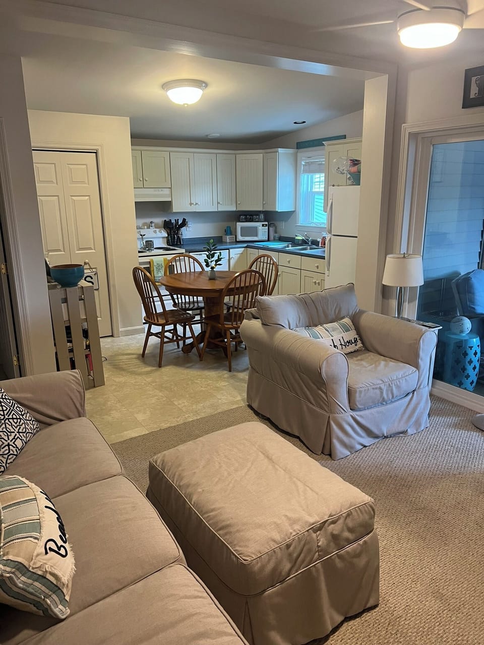 Living room and kitchen.