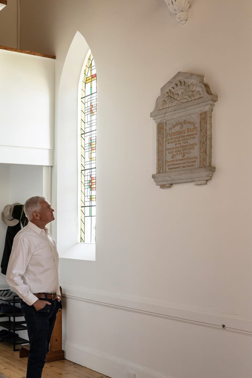 Learn about the people who funded the church, and to whom it's dedicated