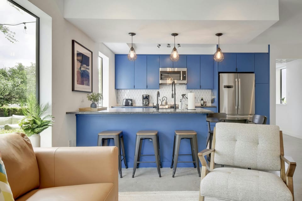 Kitchen with bar seating to have a bright cup of coffee every morning