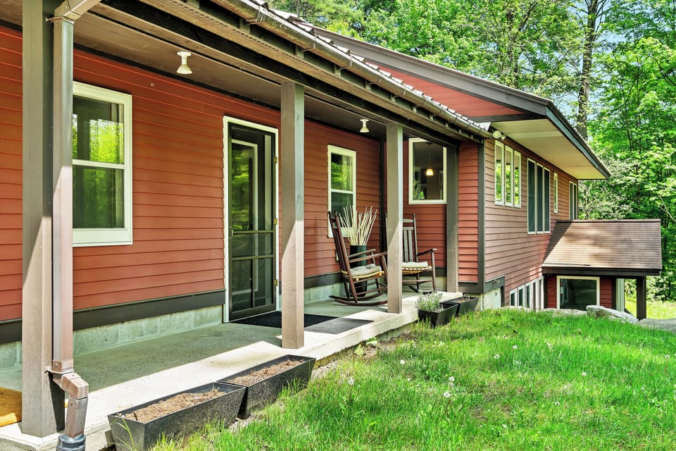 Front porch with rocking chairs and beautiful views