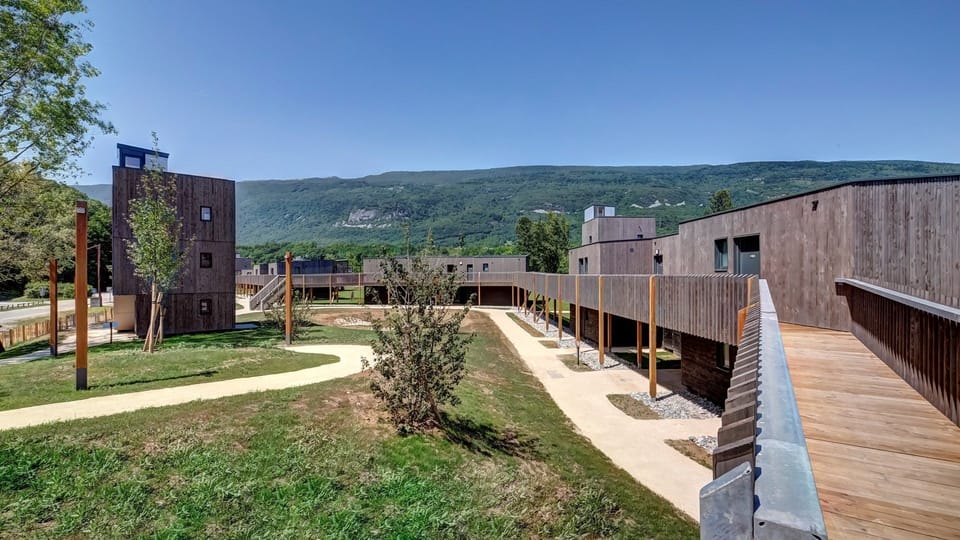 Stroll the lovely pathways of this modern structure.