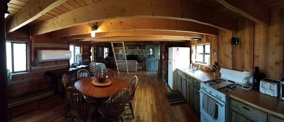 Panoramic view from the doorway to the master bedroom.