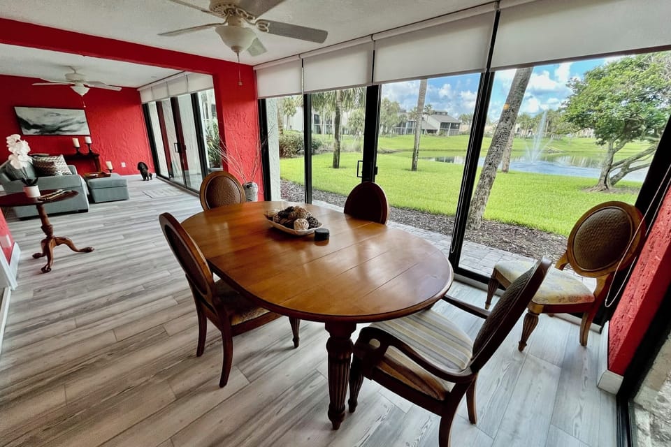 Dining area on enclosed lanai