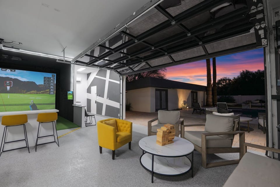 Lounge with drinks while the golfers perfect their swing