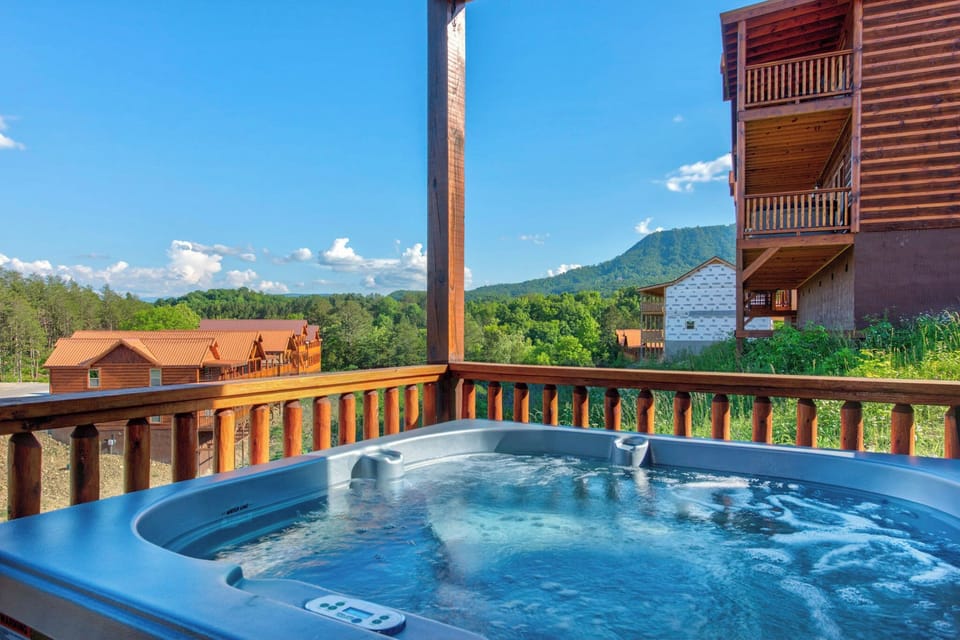 One of Two Hot Tubs with Mountain View