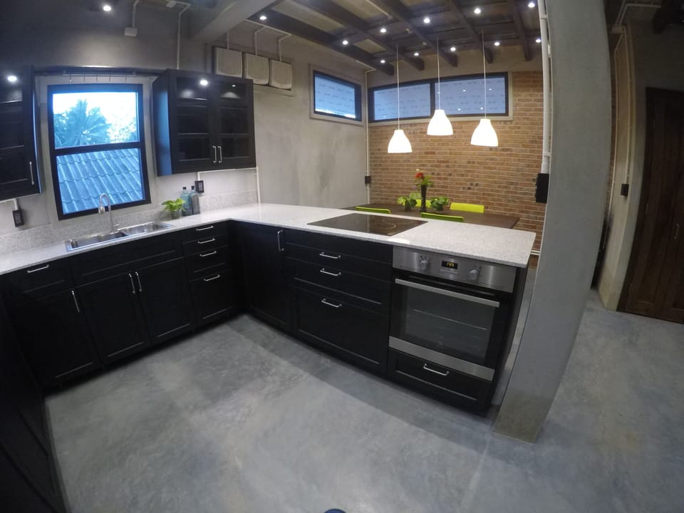 Tons of counter space, storage space,  induction cook top and full sized oven