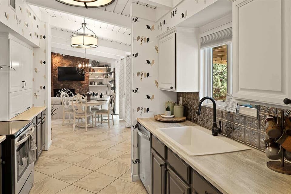 View from kitchen to living area
