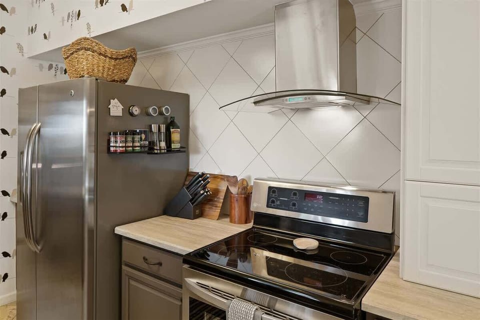 Modern stainless steel appliances