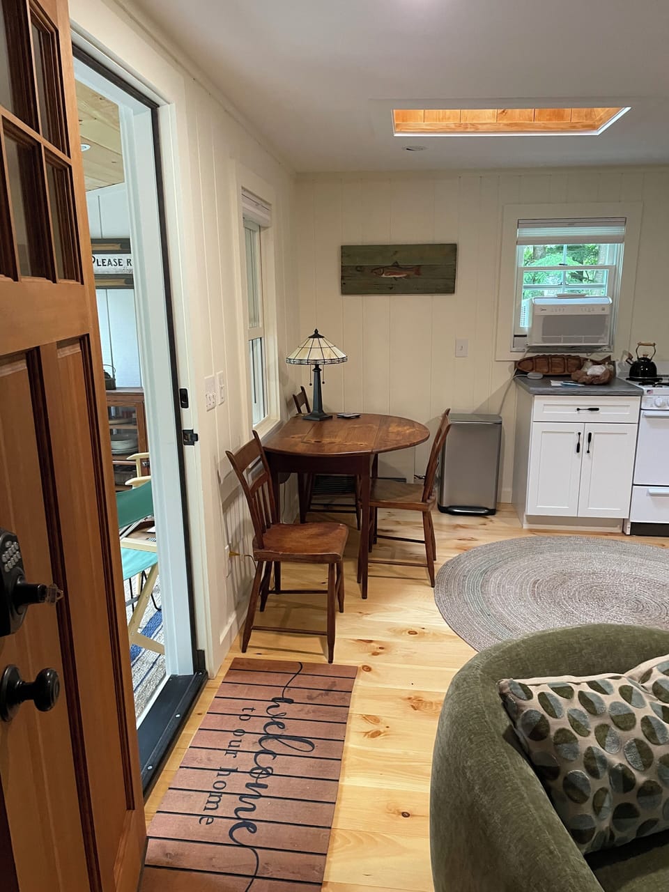 Drop leaf kitchen table AC unit in kitchen window